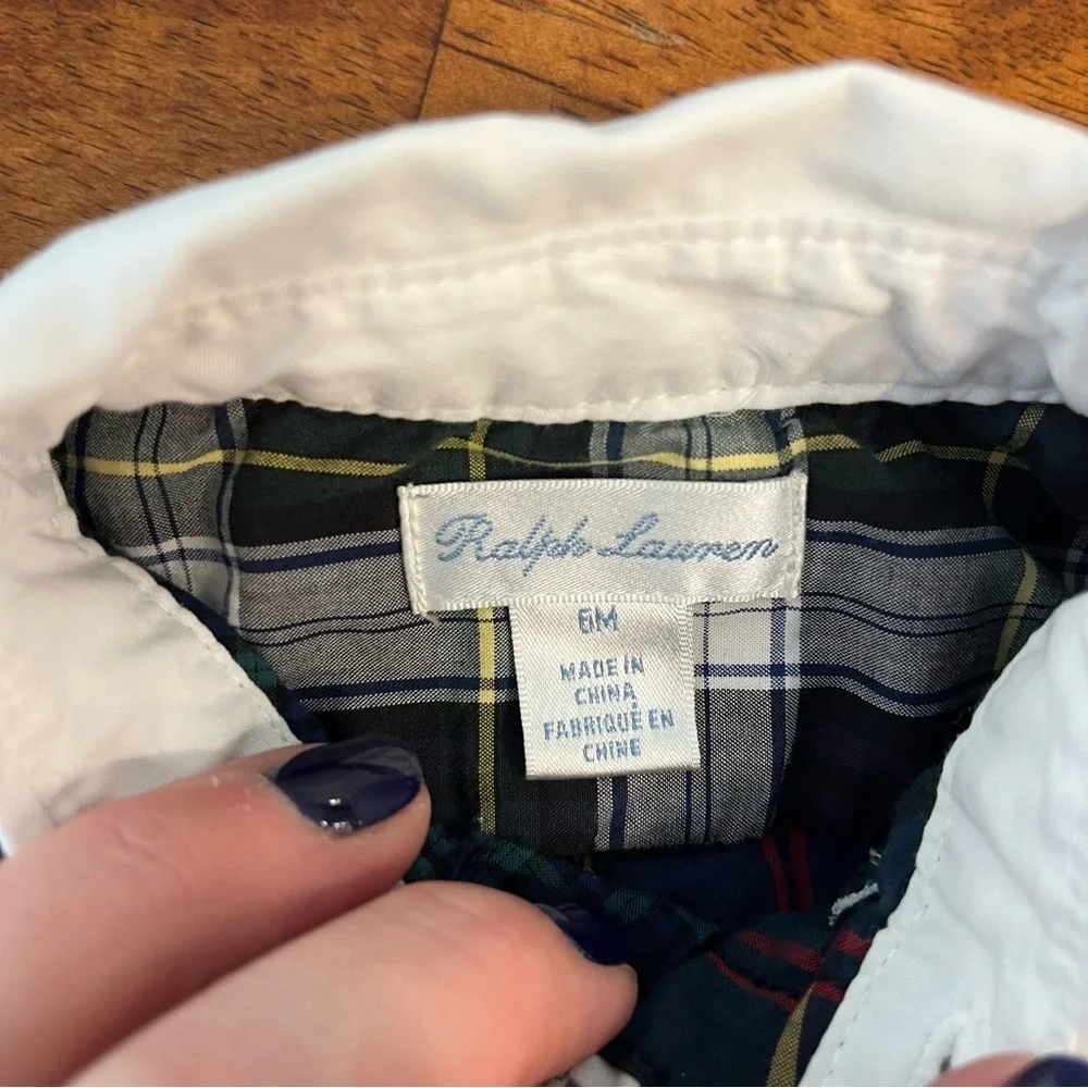 Ralph Lauren Kids Colorful Plaid Button-Down Shirt 100% cotton size 6 months